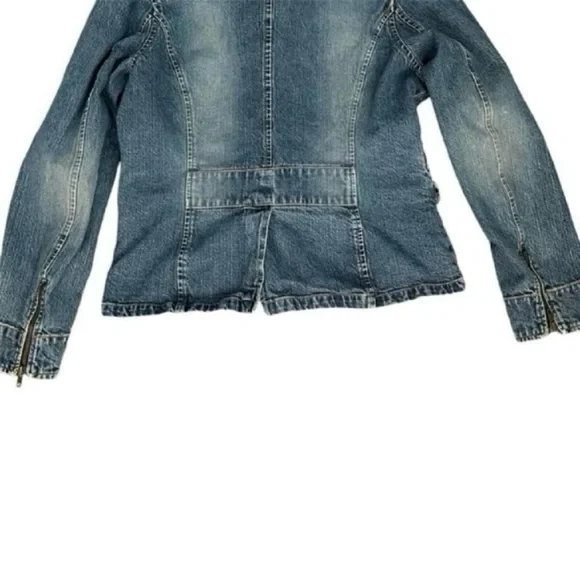 Vintage Early 2000s Cargo Pocket Denim Jean Jacket Women's Size L - Picture 6 of 10